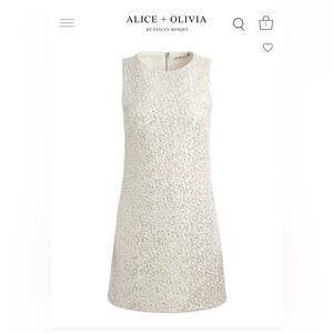Alice + Olivia Cade Ivory Sequin Sleeveless Shift Dress